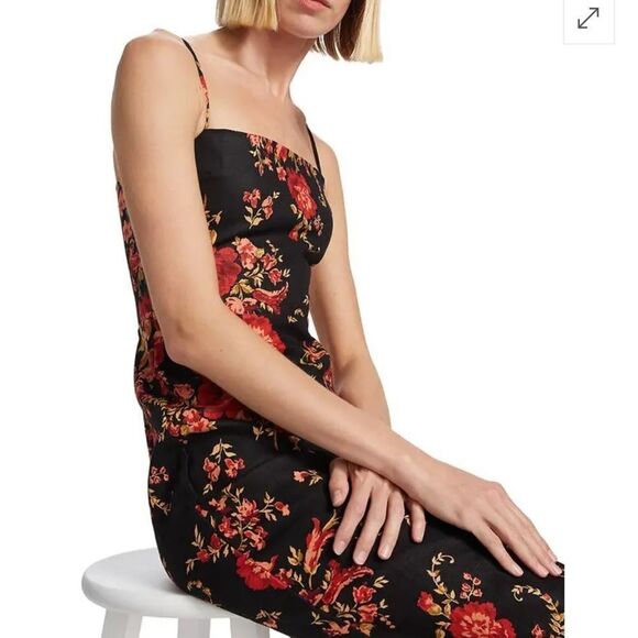Reformation Frankie Linen in Admire Black Red Floral 2 NEW $248 - Picture 5 of 11